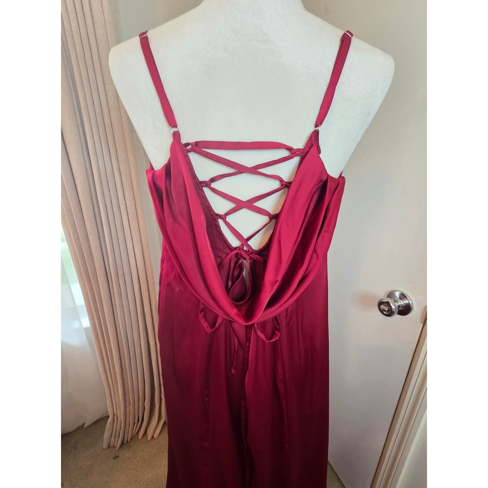 Barbie Azazie NWT Wynni Gown Dress Burgundy Formal Wedding Autumn Homecoming - Picture 12 of 14